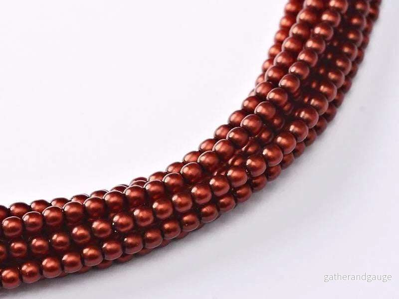 Tjeckiska Vaxade Glaspärlor - Matted Brick Satin 3mm, 1 sträng