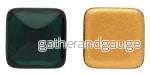 Cabochon Kvadrat - Dk Emerald Gold Matte Foiled 14mm