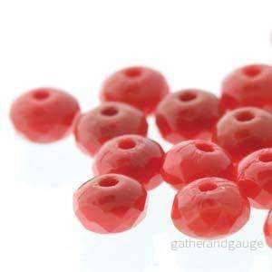 Tjeckiska Firepolish Donut – Red 3x5mm, 1 sträng Tjeckiska Firepolish Donut – Red 3x5mm, 1 sträng