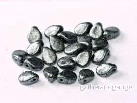 Preciosa Pip - Jet old silver, 60-pack