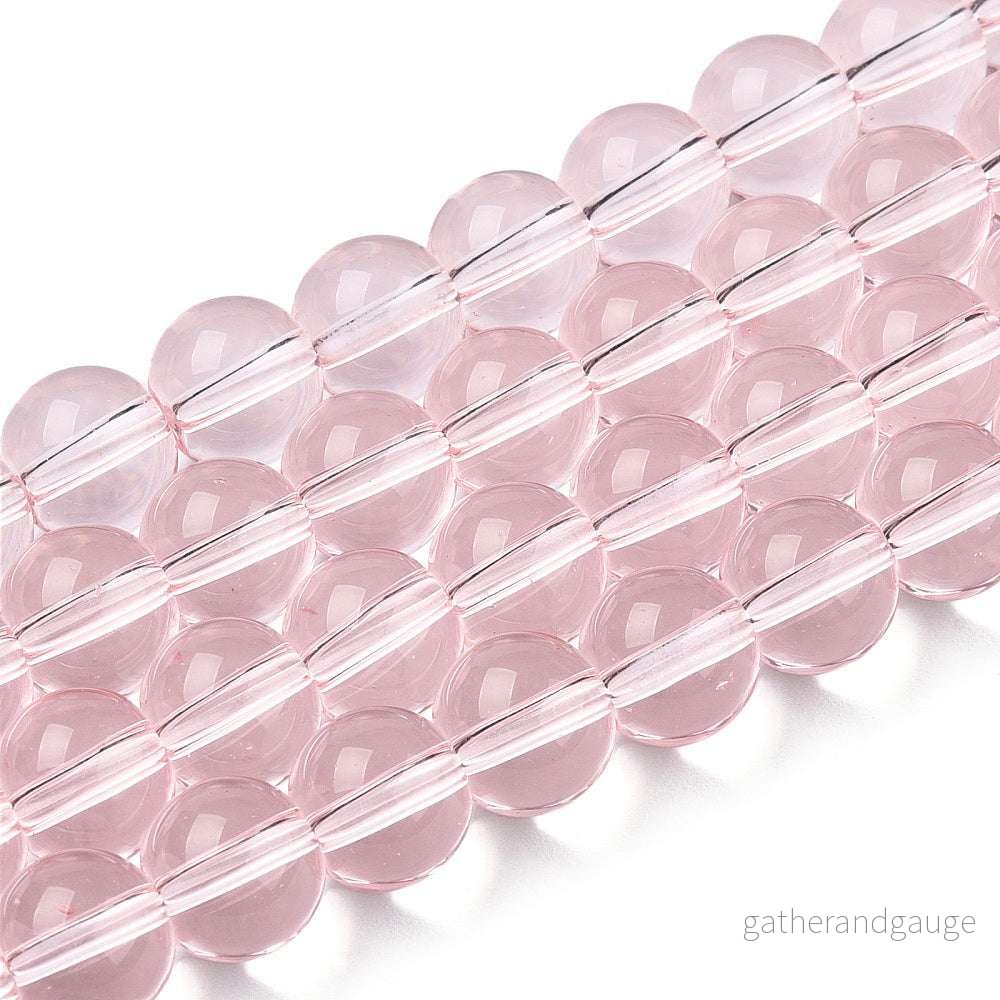 Glaspärlor Rund - Transparent Rosa 8mm 1 sträng - Bild 3
