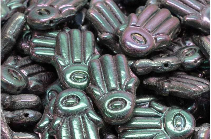 Hamsa Hand Beads - Oil 14x20mm, 6-pack