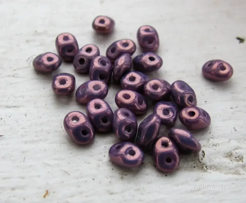 SuperDuo - Opaque Mix Amethyst / Gold Ceranic Look, 10 gram - Bild 2