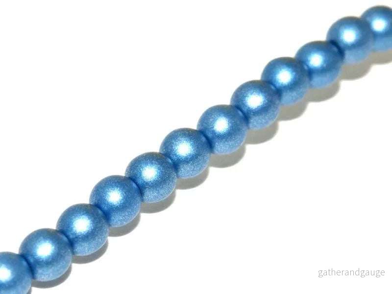 Tjeckiska Druk (Runda) - Metallic Sea blue 3mm, 1 sträng