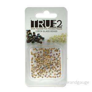 Tjeckiska Firepolish - 24K Brush Gold Plt AB, True 2 mm, 2 gram
