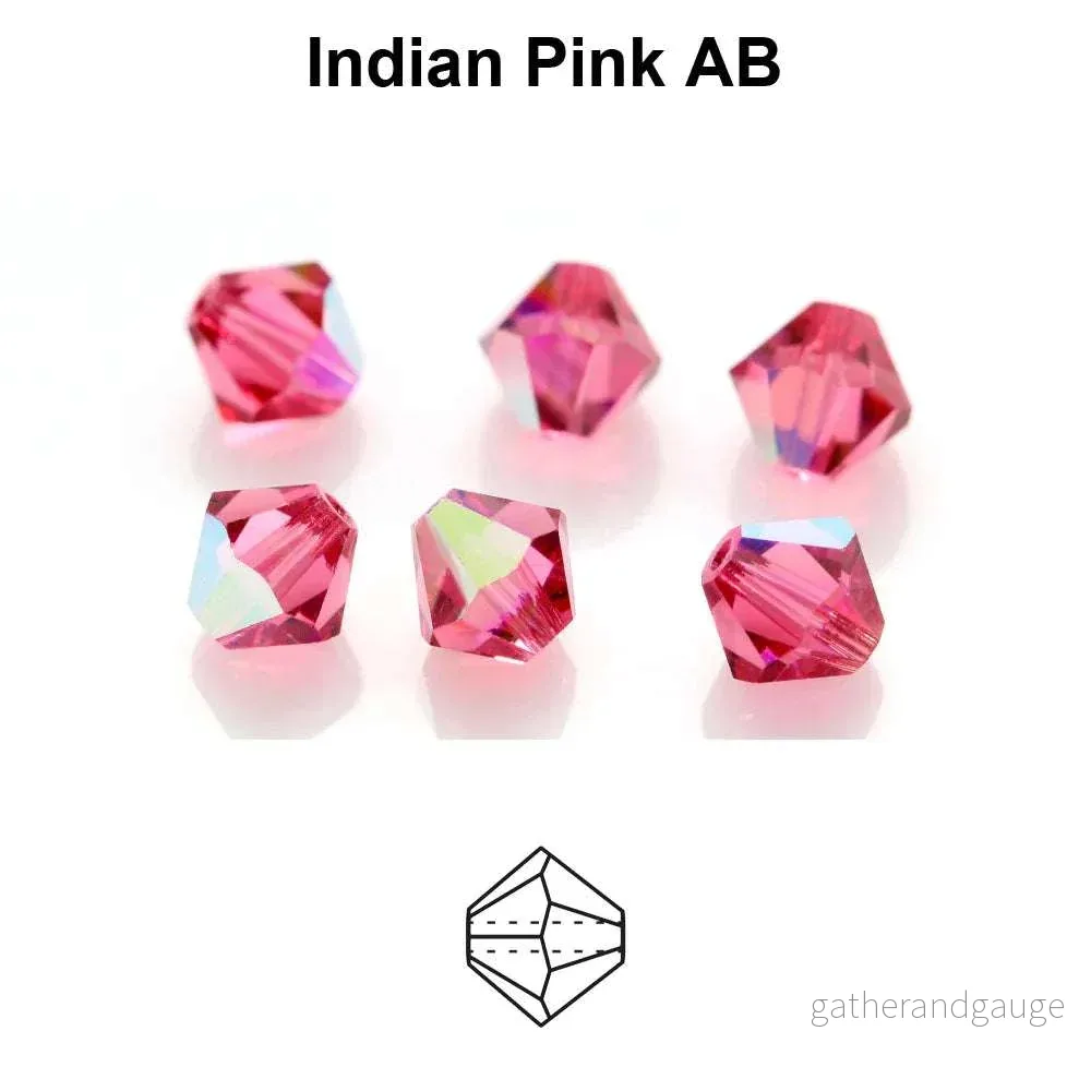 Tjeckiska MC Bicone - Indian Pink AB 4mm 30-pack