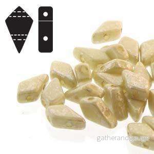 Kite Bead - Silver Splash Chalk Opaque 9x5mm 10 gram