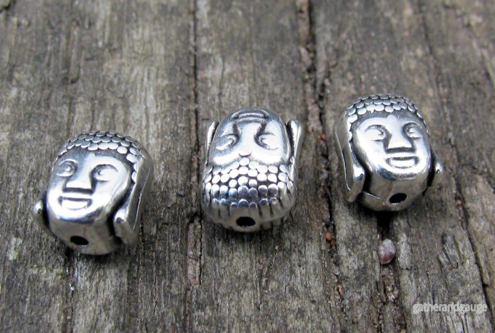 Mellandel Silverfärgad Buddha Huvud 10x8mm - 3-Pack - Bild 2