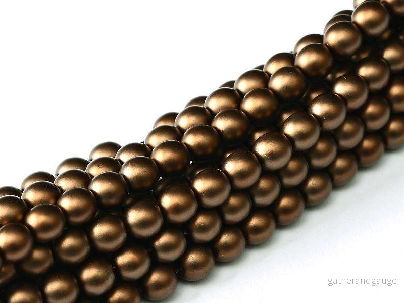Tjeckiska Vaxade Glaspärlor – Matted Brown Satin 3mm, 1 sträng Tjeckiska Vaxade Glaspärlor – Matted Brown Satin 3mm, 1 sträng