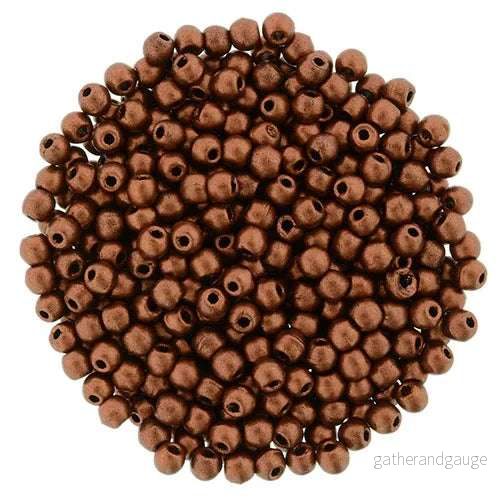 Tjeckiska Druk (Runda) – Matte Metallic Dark Copper 2mm, 50-pack