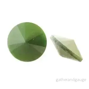 Matubo Rivoli – Leaf Green Pearl 12mm, 1 styck Matubo Rivoli – Leaf Green Pearl 12mm, 1 styck