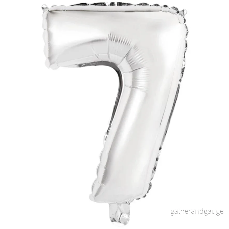 Folieballong siffror 7 i Silver 75cm