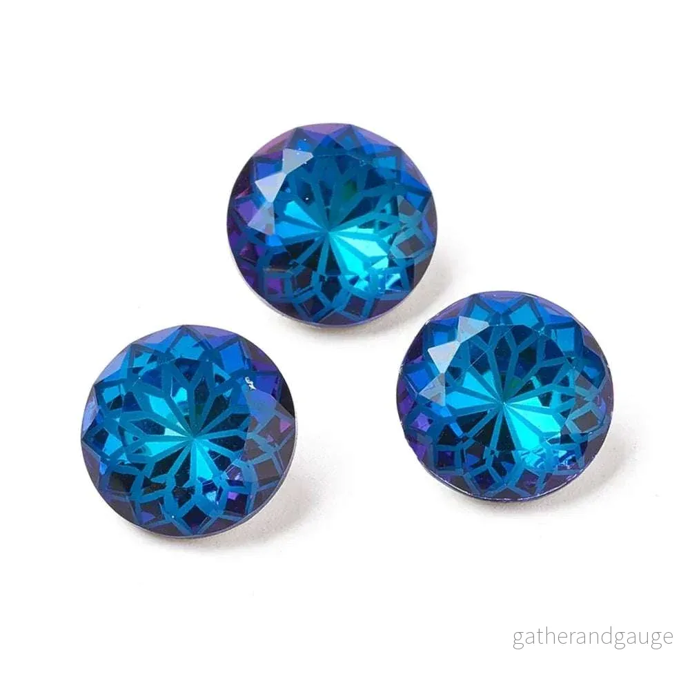 Kinesisk strass - Rund med blomma Bermuda Blue 14mm 1 styck - Bild 2