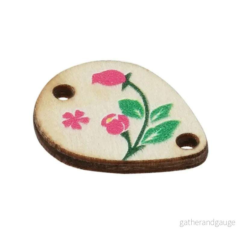 Connector Trä - Droppformad med Blommor 14x18mm 1 styck - Bild 2