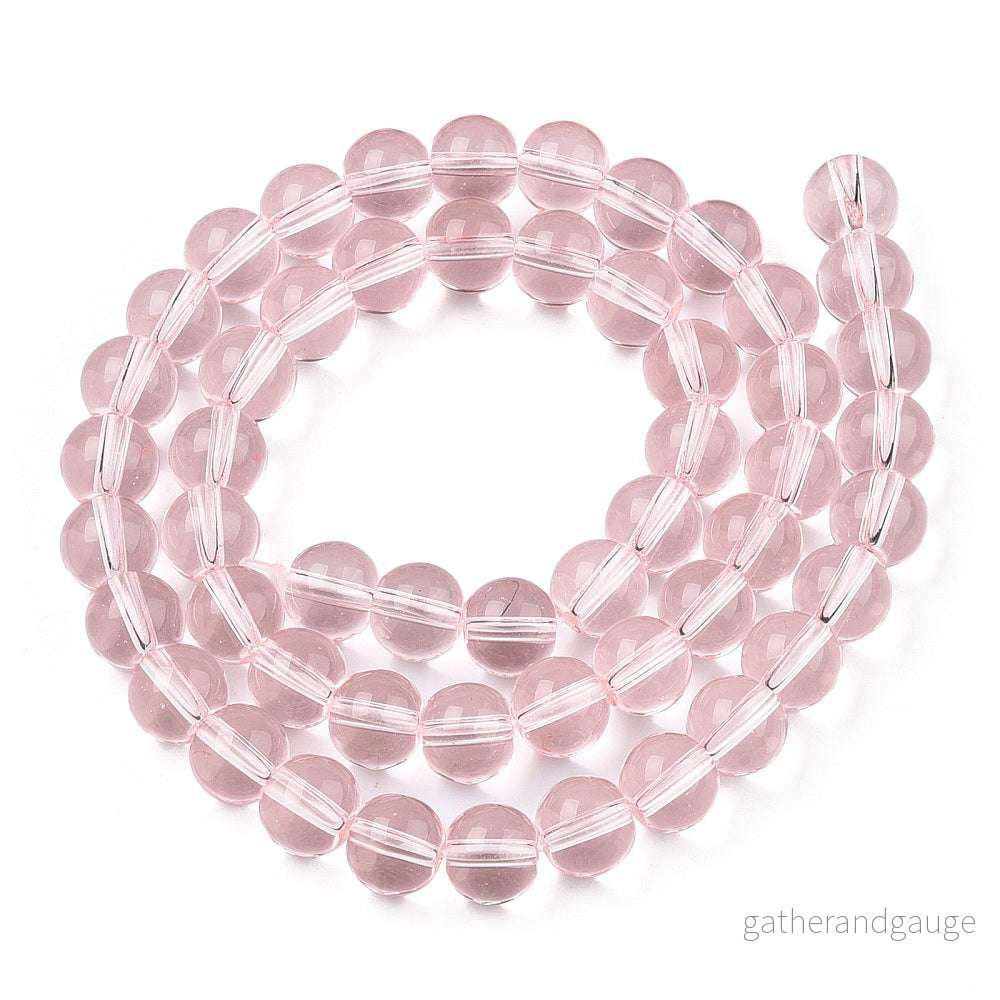 Glaspärlor Rund - Transparent Rosa 8mm 1 sträng - Bild 2